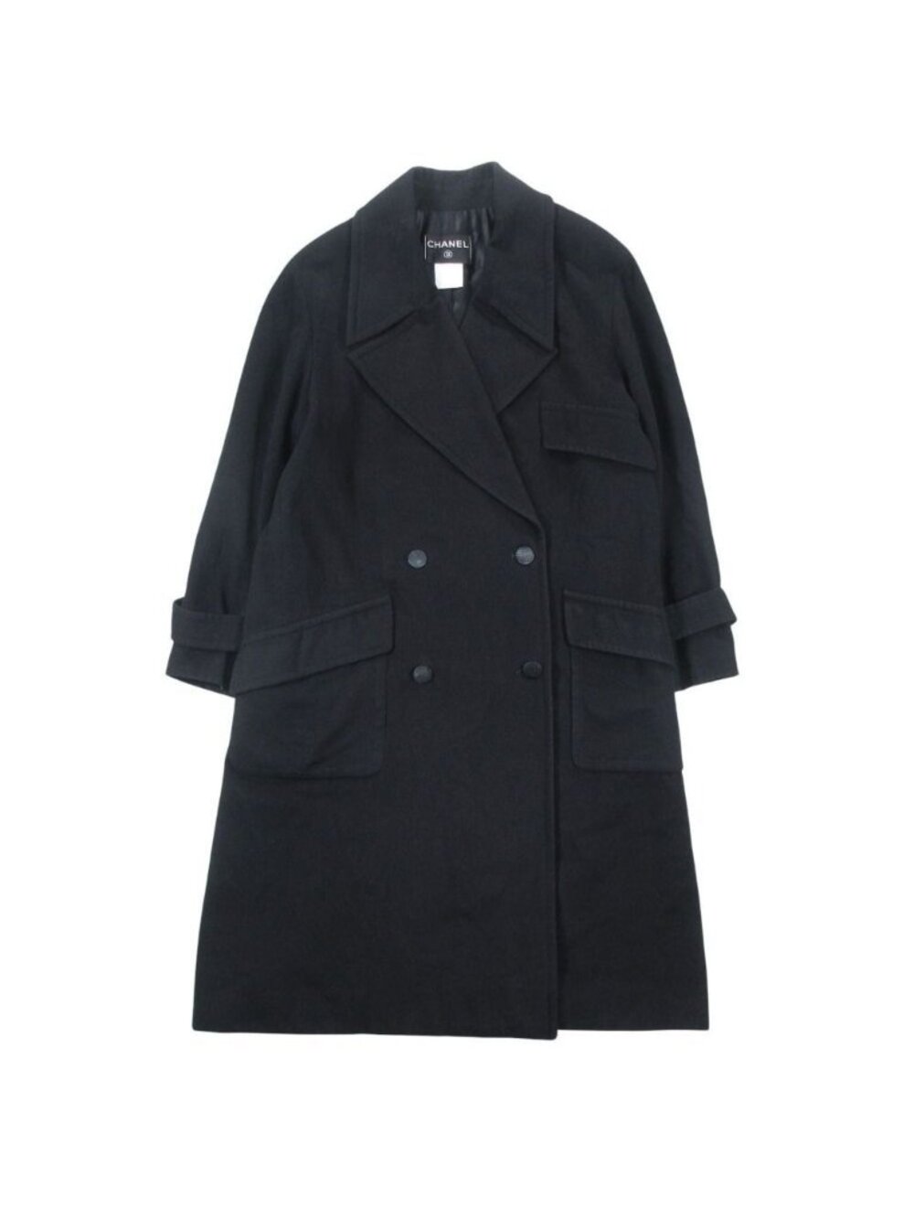 Chanel Vintage Cashmere Long Coat Jacket Double Breasted 38